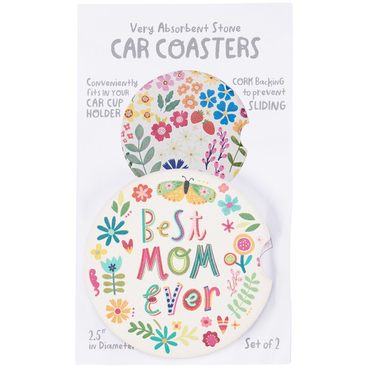Mom Car Coasters - Stone, Cork