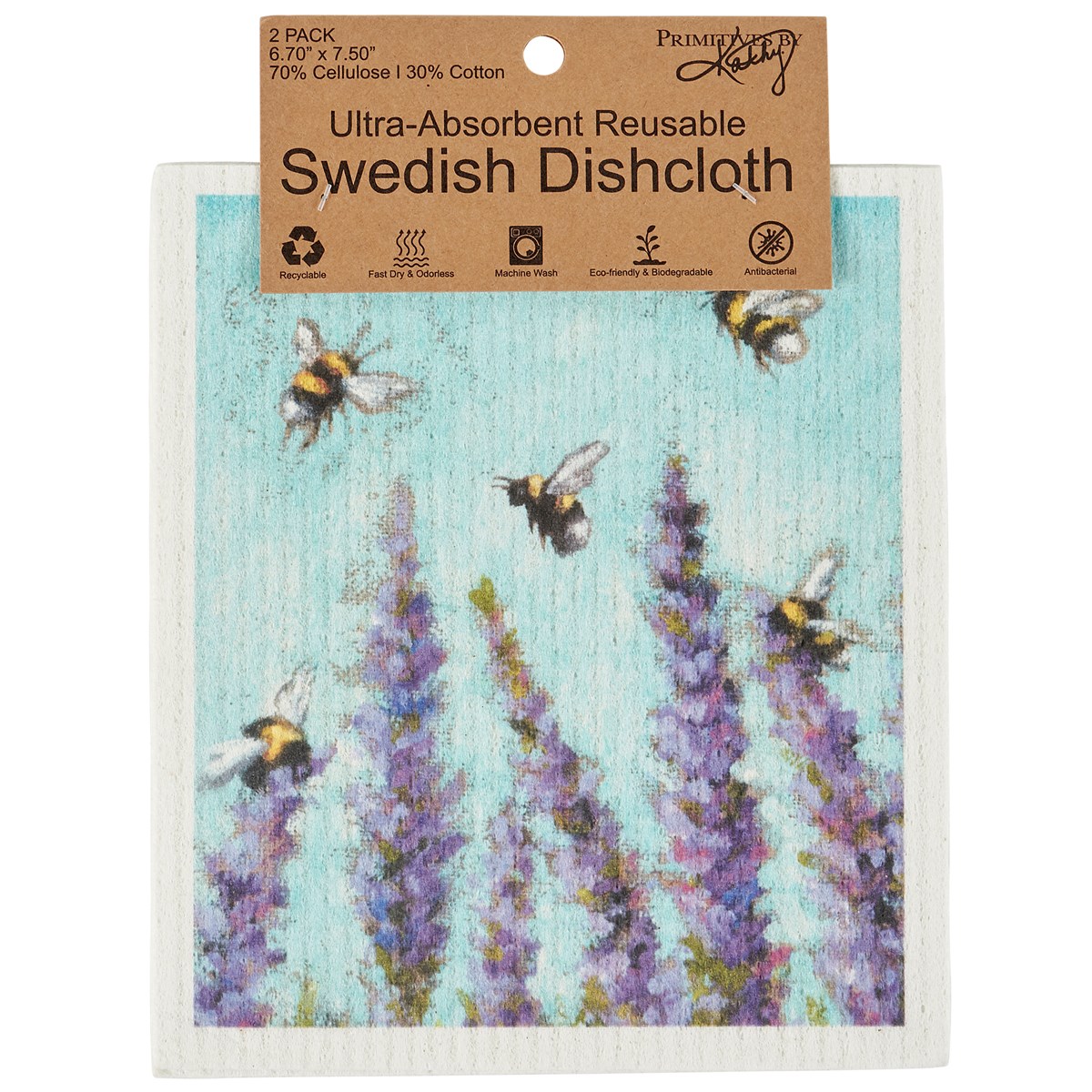 Flowers Swedish Dishcloth Set - Cellulose, Cotton