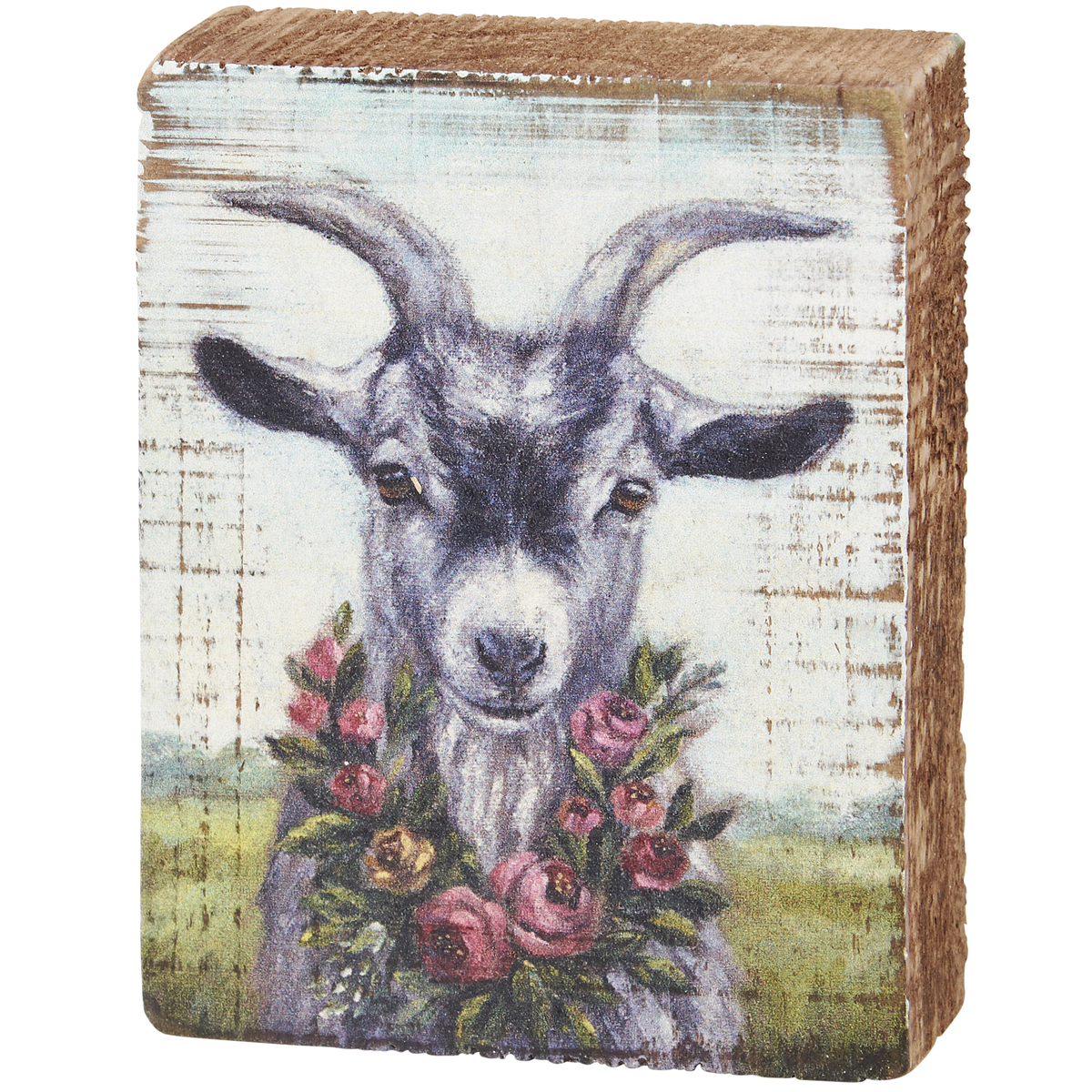 Floral Goat Block Sign | Primitives By Kathy