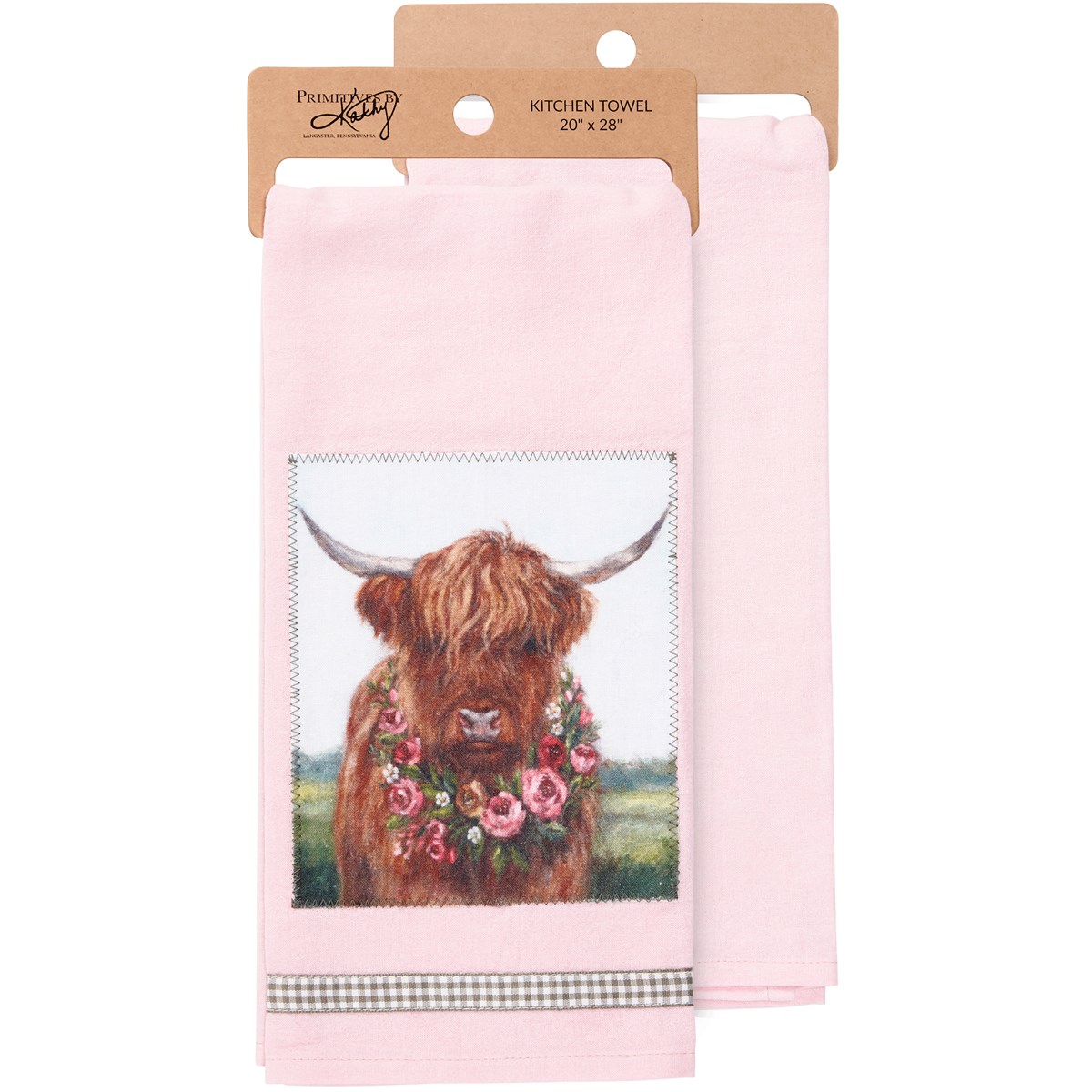 Floral Cow Kitchen Towel - Cotton, Ribbon