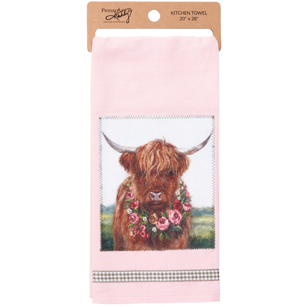 Floral Cow Kitchen Towel - Cotton, Ribbon