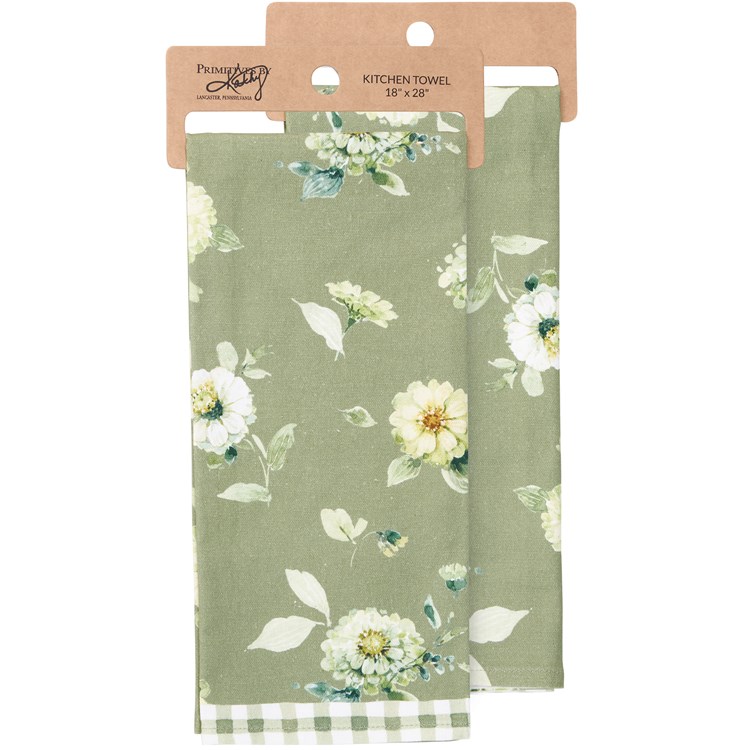 Green Floral Kitchen Towel - Cotton