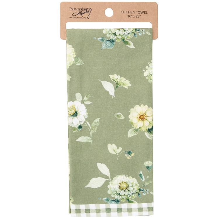 Green Floral Kitchen Towel - Cotton