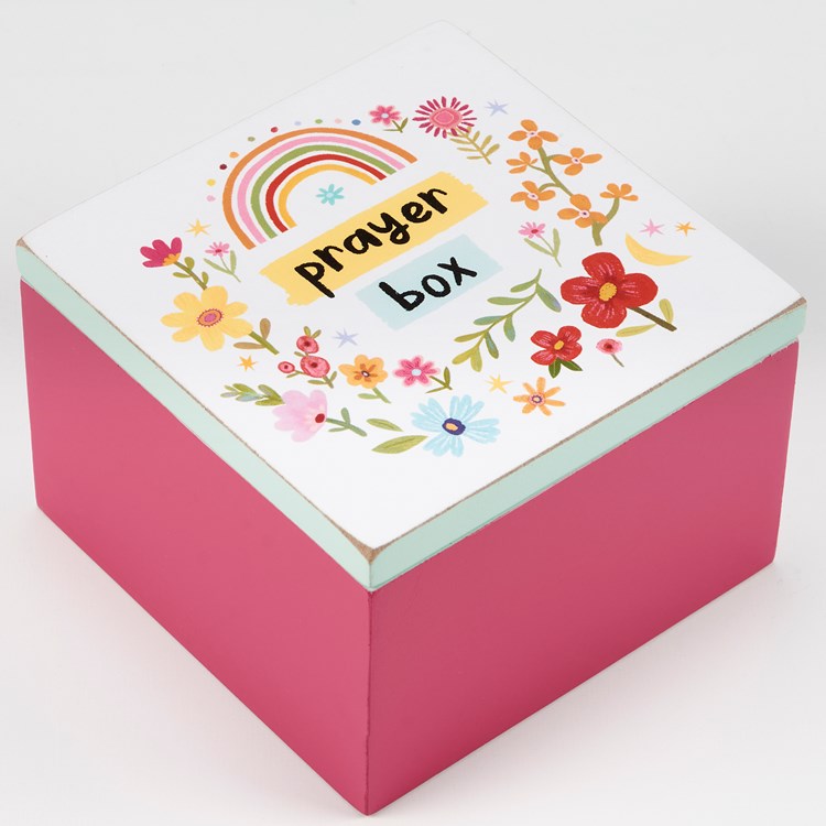 Floral Prayer Box Hinged Box - Wood, Metal, Paper   