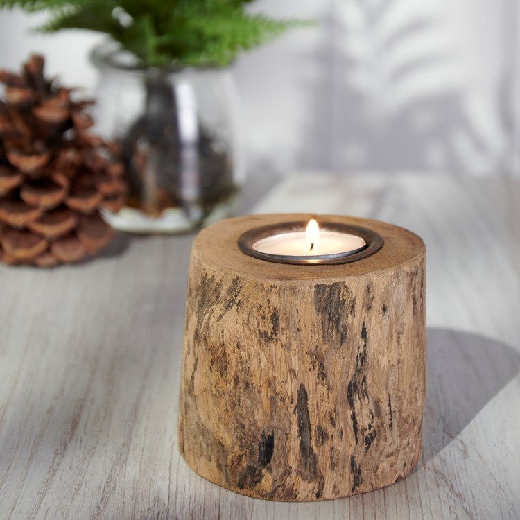 Wood Round Candle Holder - Wood