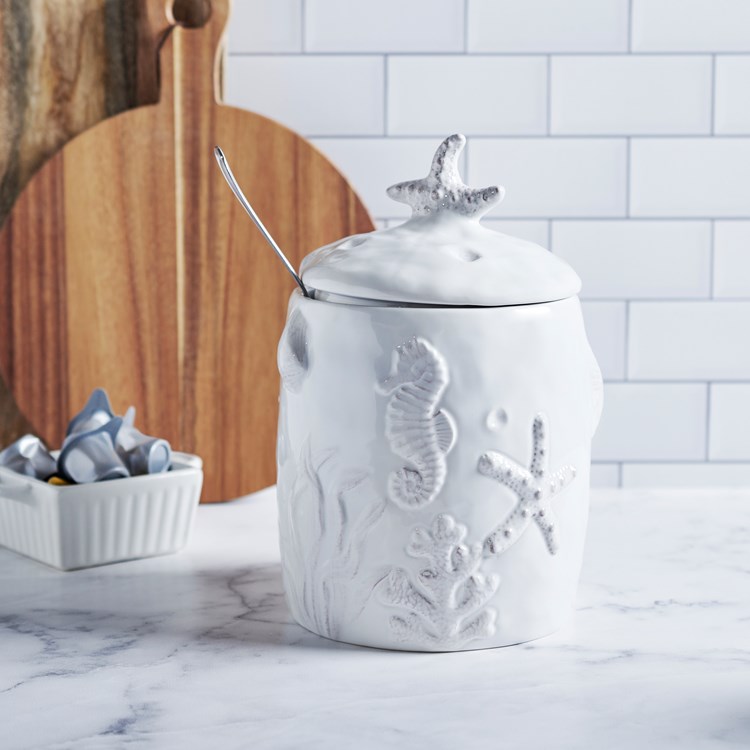 Embossed Beach Canister - Dolomite