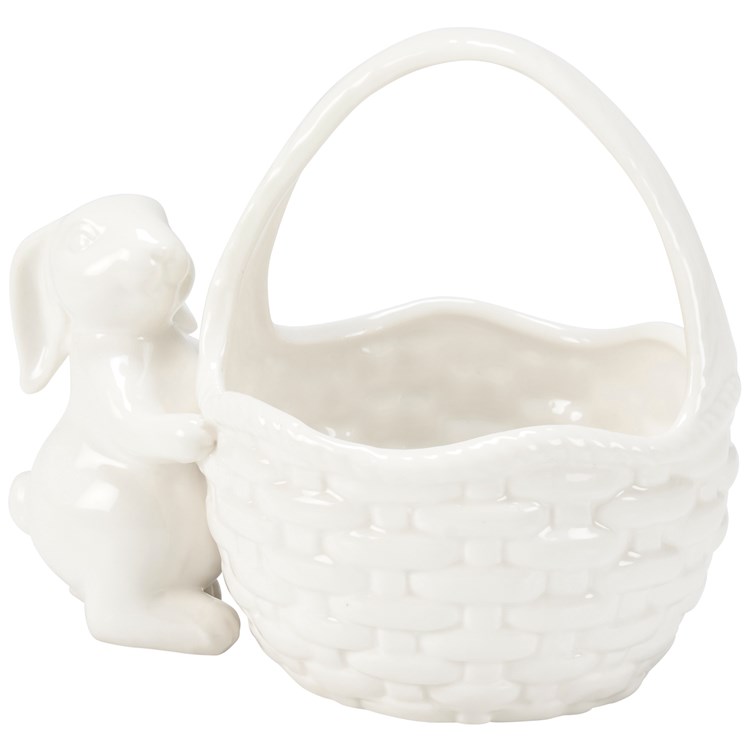 Bunny Basket Figurine - Stoneware