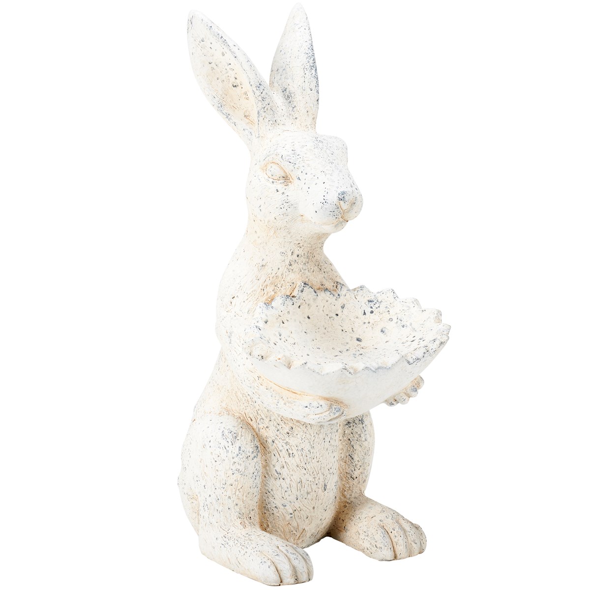 Bird Feeder Rabbit Figurine - Stoneware