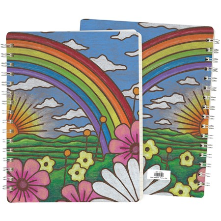 Rainbow Sun Spiral Notebook - Paper, Metal