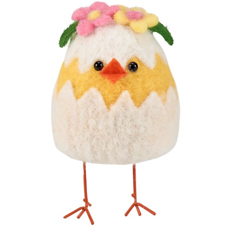 Floral Chick Critter - Wool, Polyester, Foam, Wire, Plastic