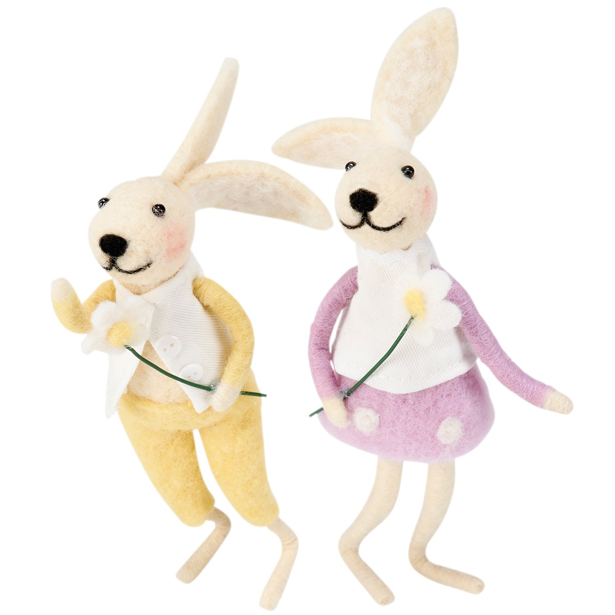 Rabbit Couple Critter Set - Felt, Polyester, Wire, Plastic