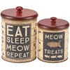 Kitty Treats Canister Set - Metal, Paper, Wood
