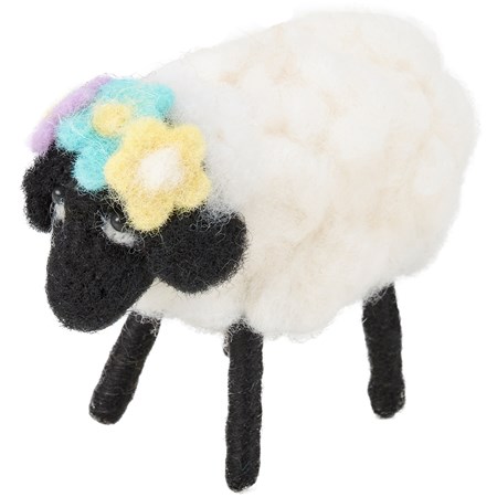 Floral Sheep Critter - Wool, Polyester, Foam, Plastic