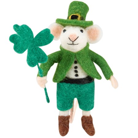 St. Patrick's Mouse Critter - Wool, Polyester, Foam, Plastic