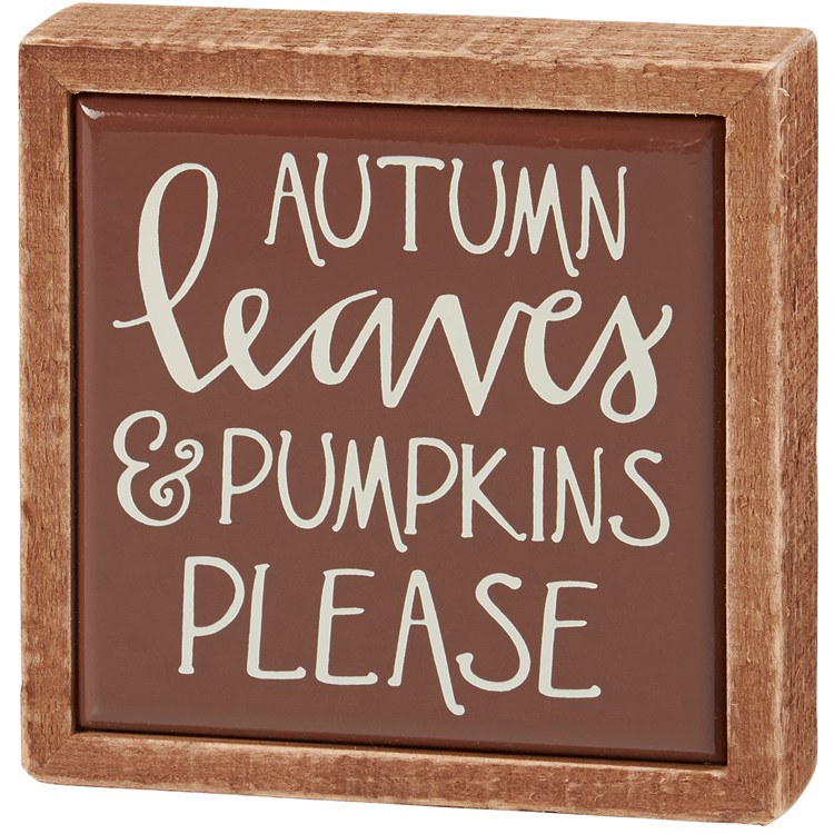 Autumn Leaves Box Sign Mini - Wood