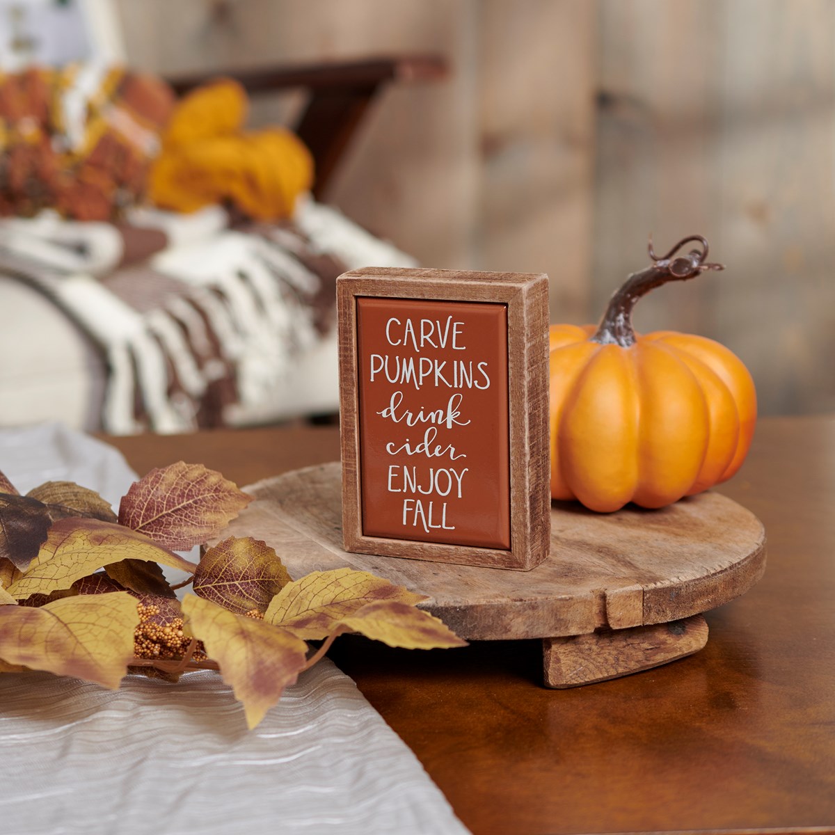 Enjoy Fall Box Sign Mini - Wood