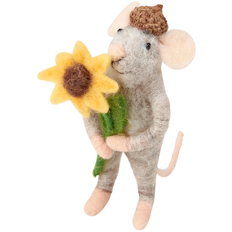 Sunflower Mouse Critter - Felt, Polyester, Plastic