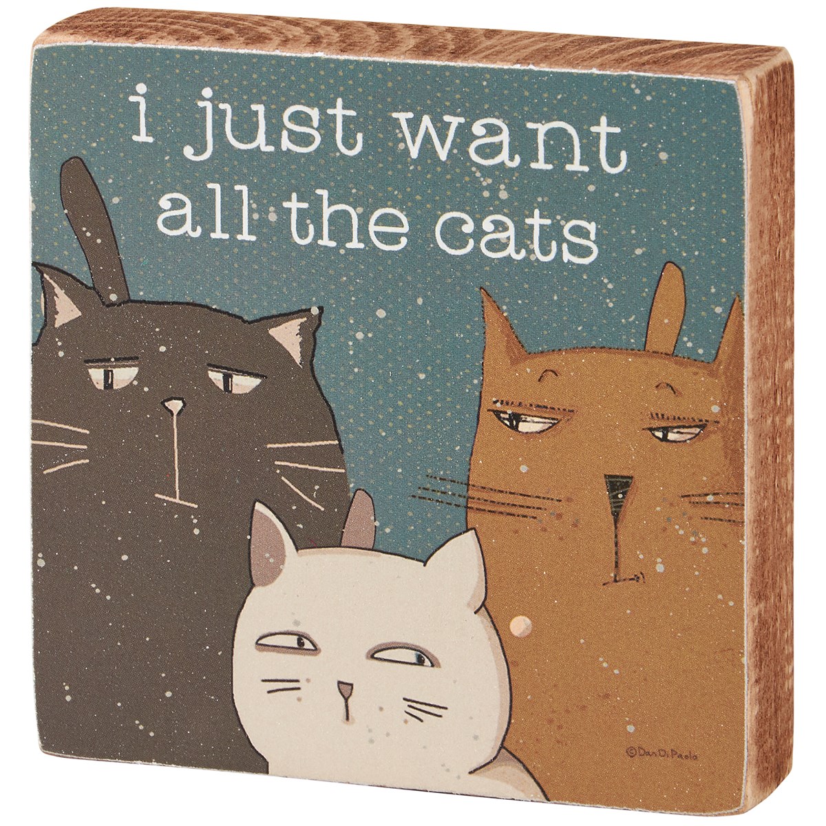 All The Cats Block Sign - Wood, Paper