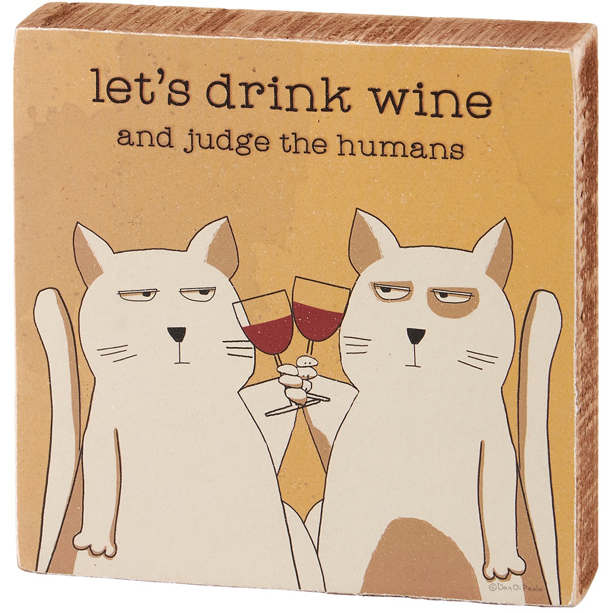 Drink Wine Block Sign - Wood, Paper