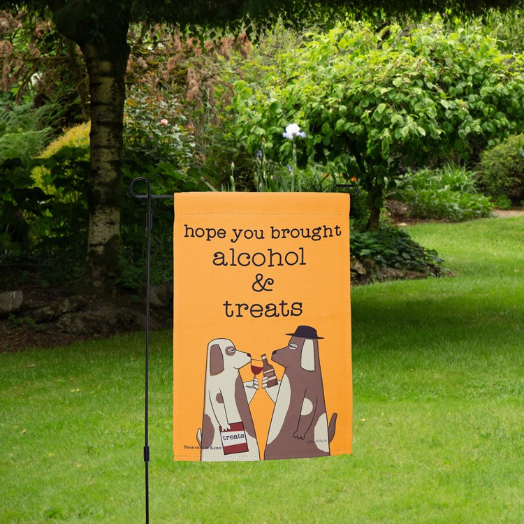 Alcohol And Treats Garden Flag - Polyester