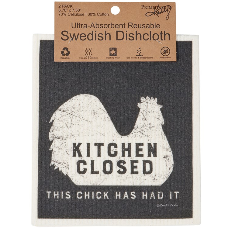 Closed Swedish Dishcloth Set - Cellulose, Cotton