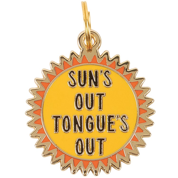 Tongue's Out Collar Charm - Metal, Enamel, Paper