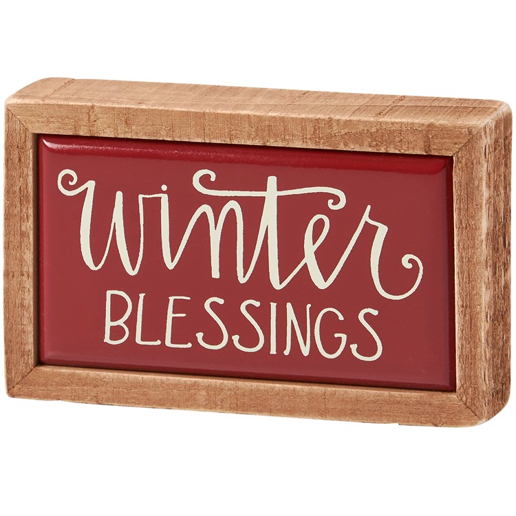 Winter Blessings Box Sign Mini - Wood
