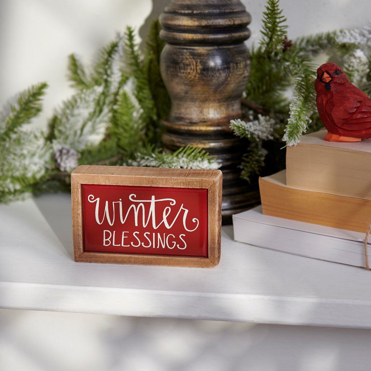 Winter Blessings Box Sign Mini - Wood