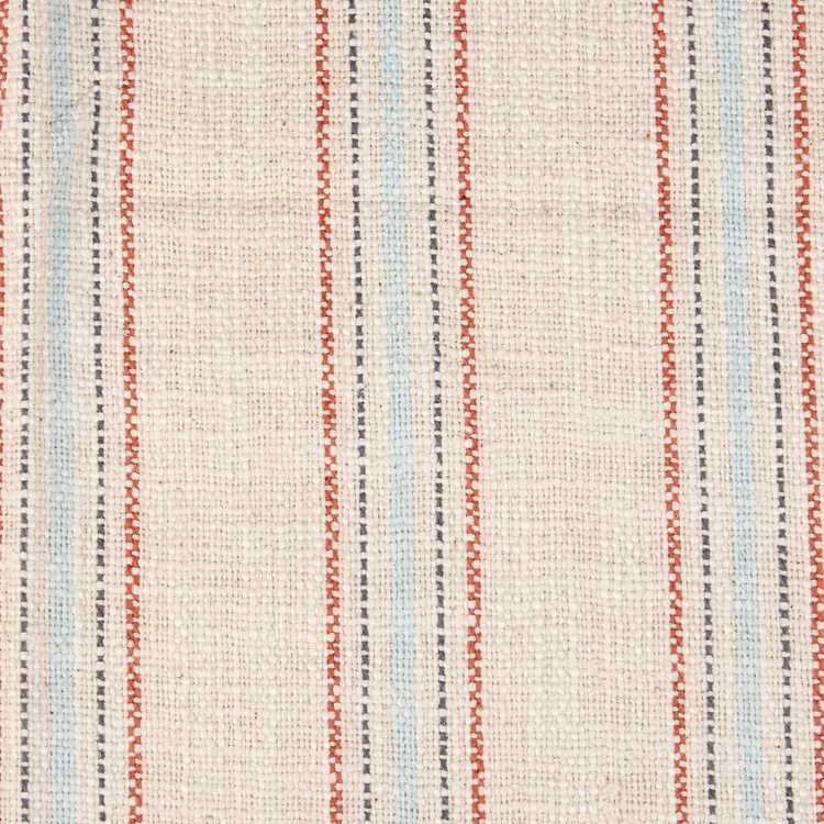 Blue & Red 5 Stripes Cream Fabric - Cotton