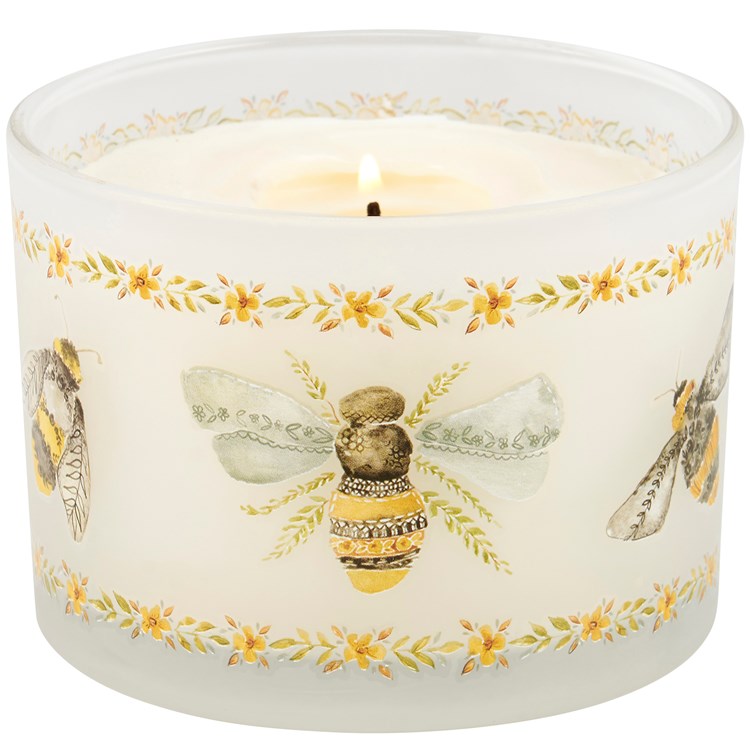 Bees Candle - Soy Wax, Glass, Cotton
