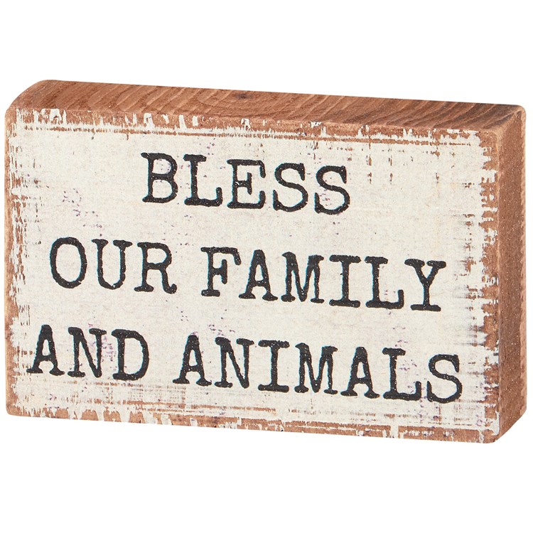Bless Our Family Block Sign - Wood