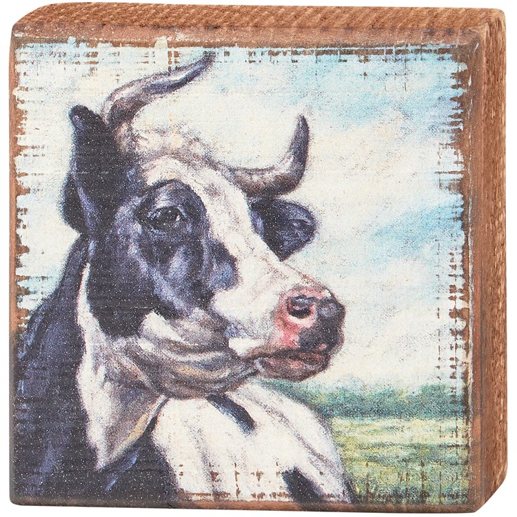 Dairy Cow Block Sign - Wood