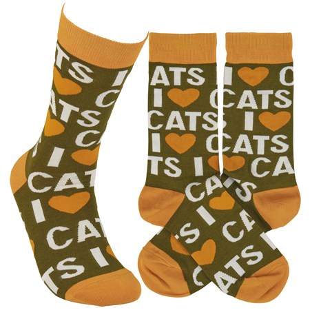 I Love Cats Socks - Cotton, Nylon, Spandex