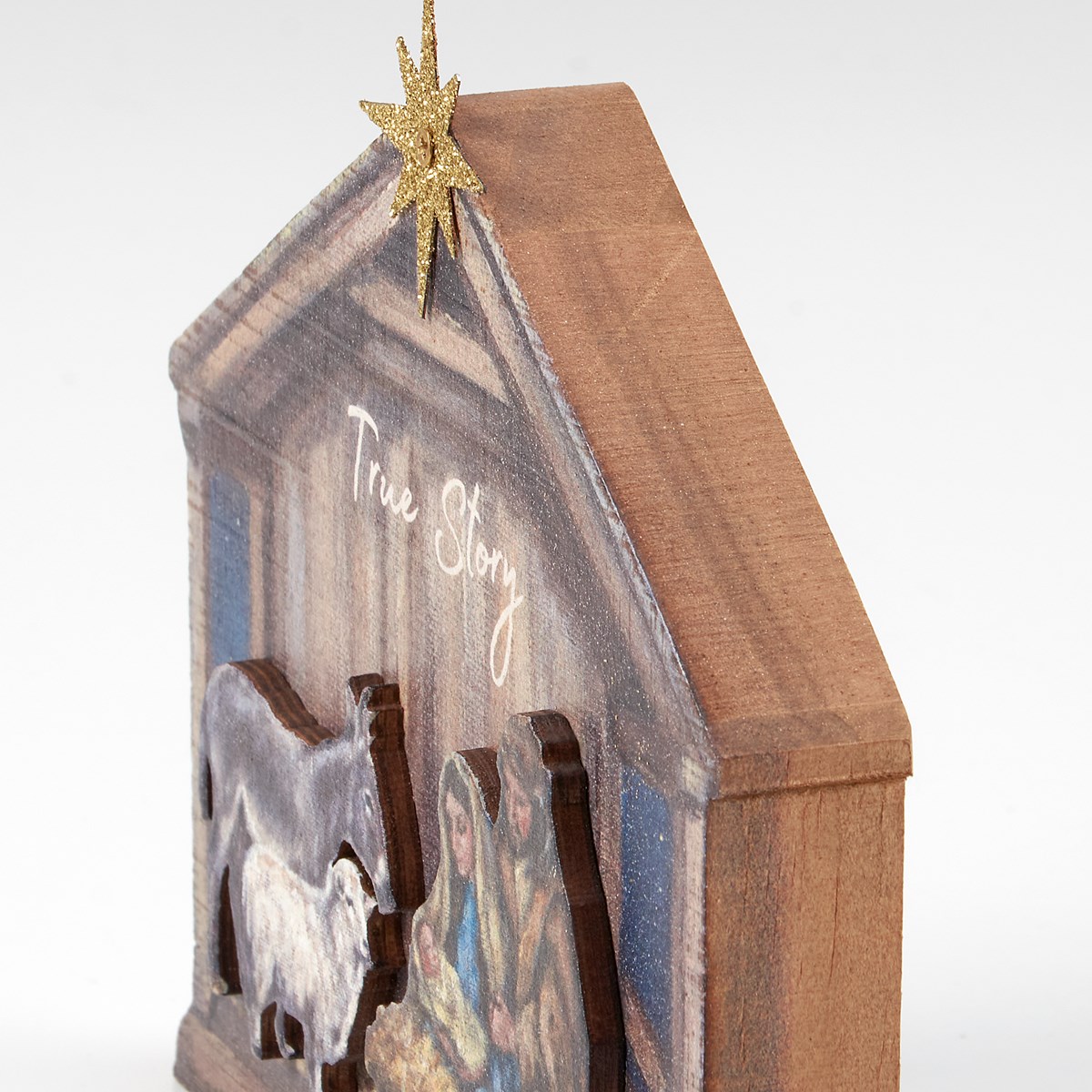 True Story Nativity Chunky Sitter - Wood, Metal, Glitter