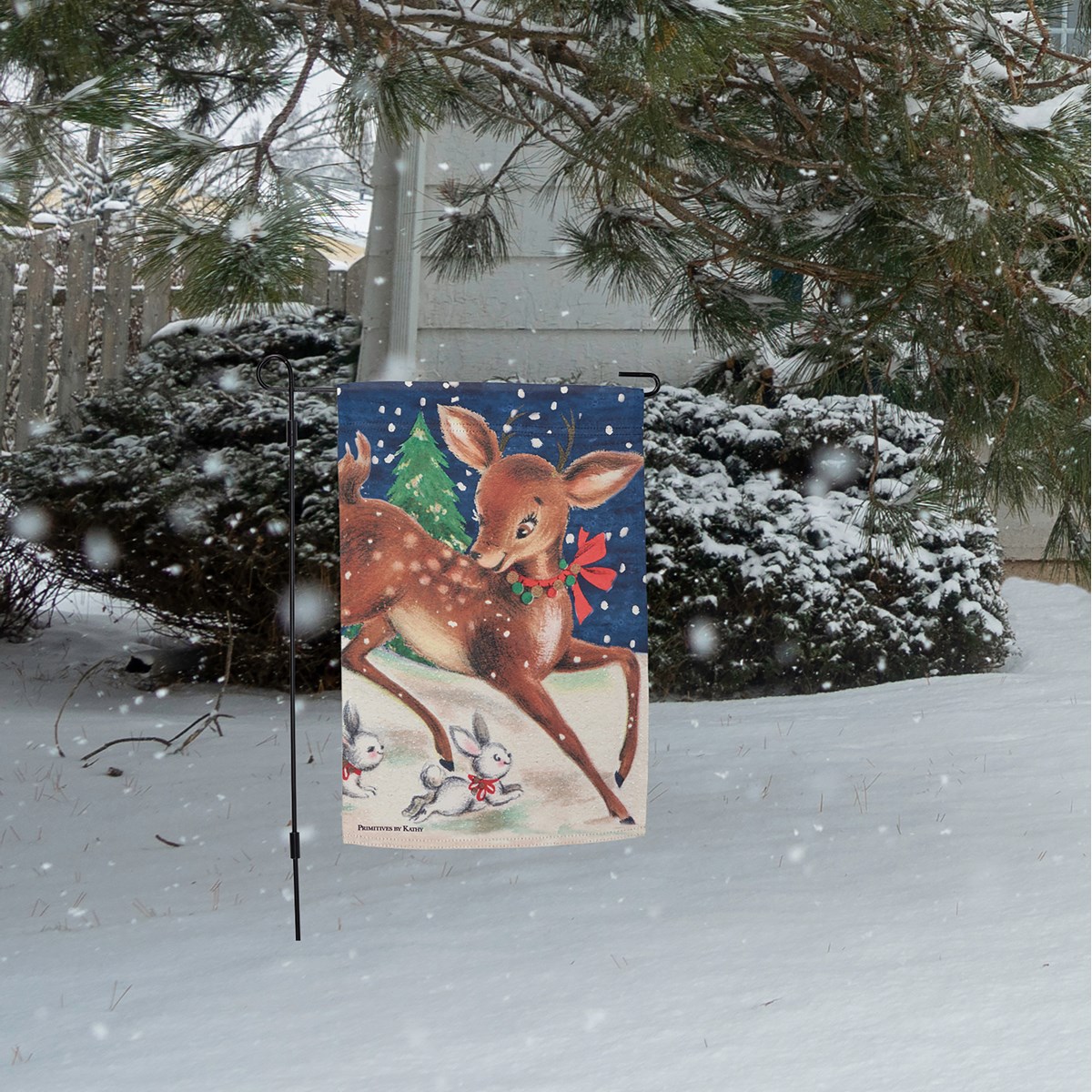 Christmas Deer Garden Flag - Polyester