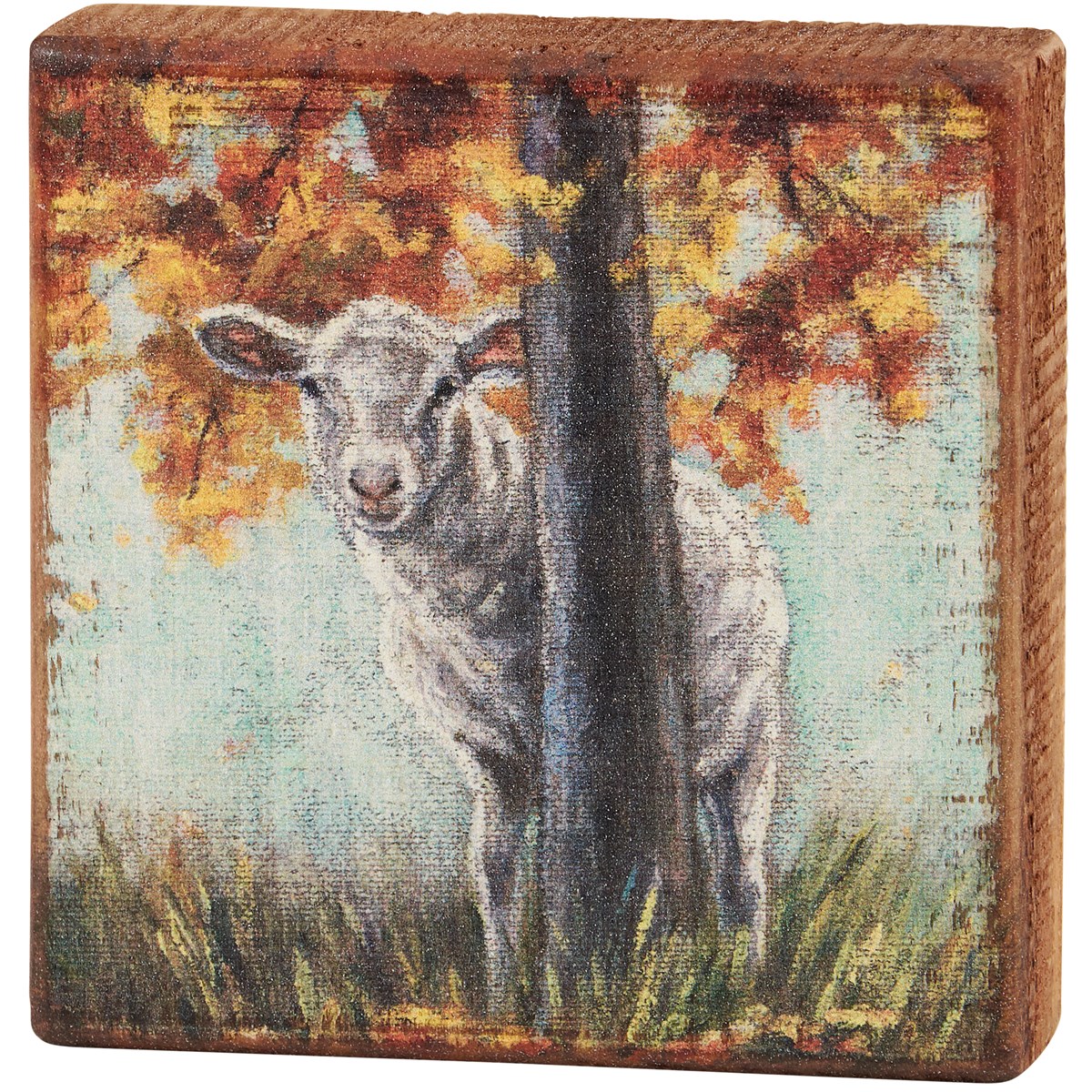 Fall Sheep Block Sign - Wood