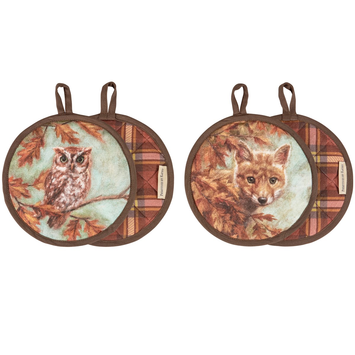 Fox And Owl Hot Pad Set - Cotton