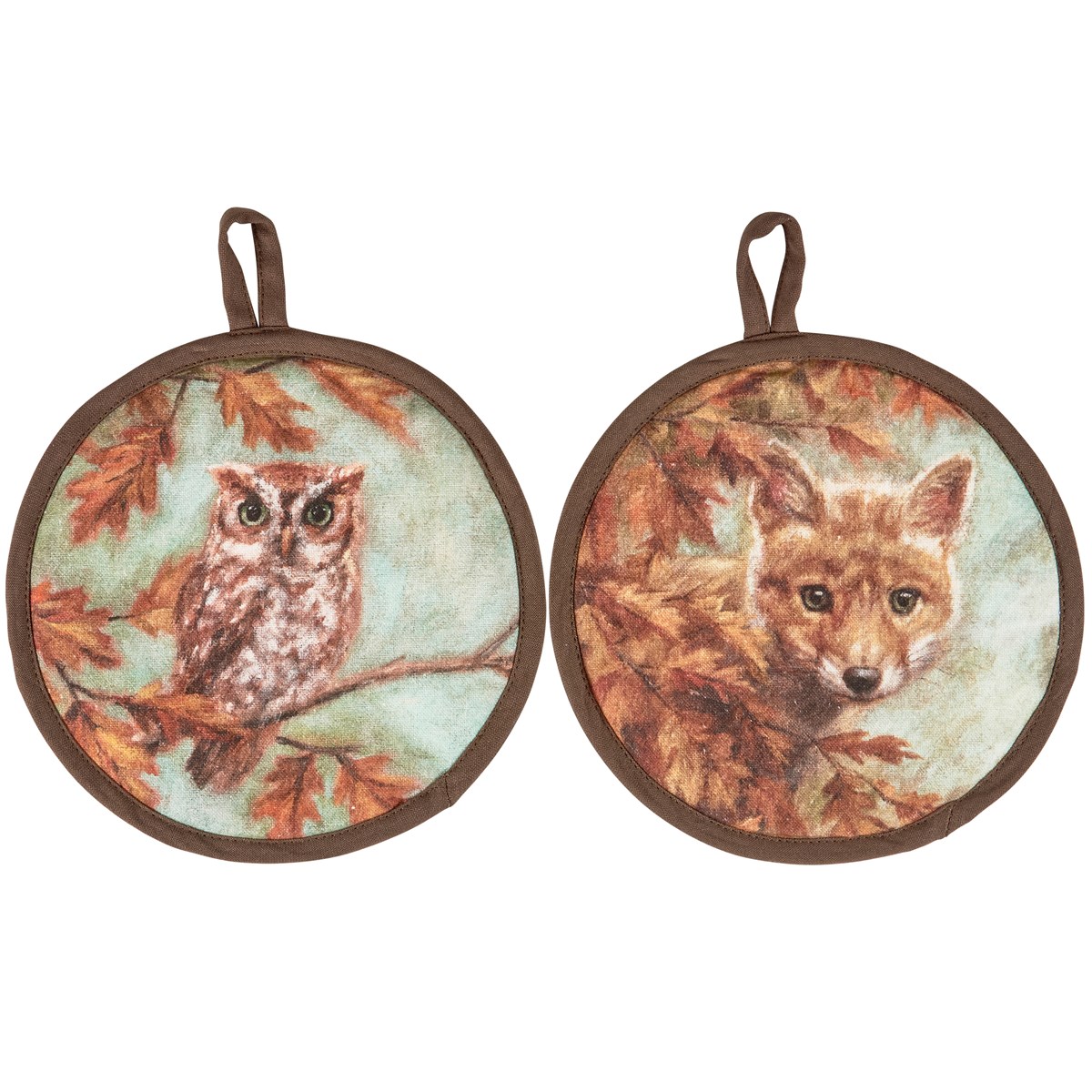 Fox And Owl Hot Pad Set - Cotton