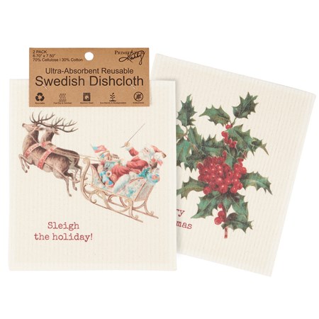 Christmas Swedish Dishcloth Set - Cellulose, Cotton