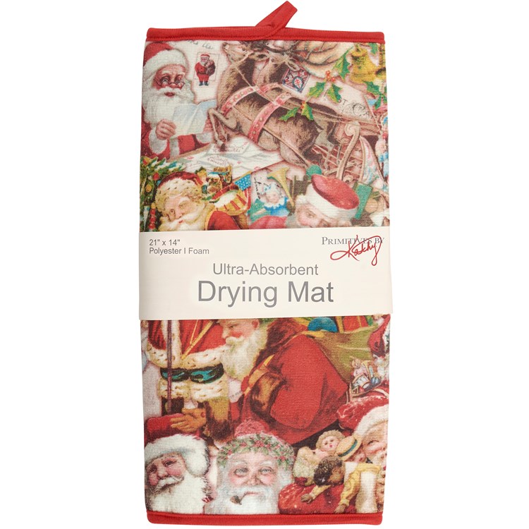 Vintage Santas Drying Mat - Polyester, Foam