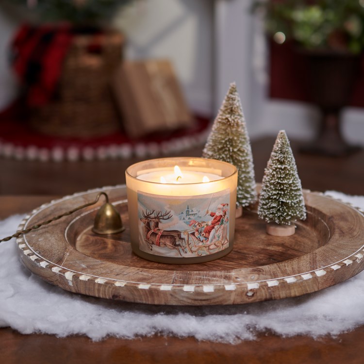 Santa Sleigh Candle - Soy Wax, Glass, Cotton