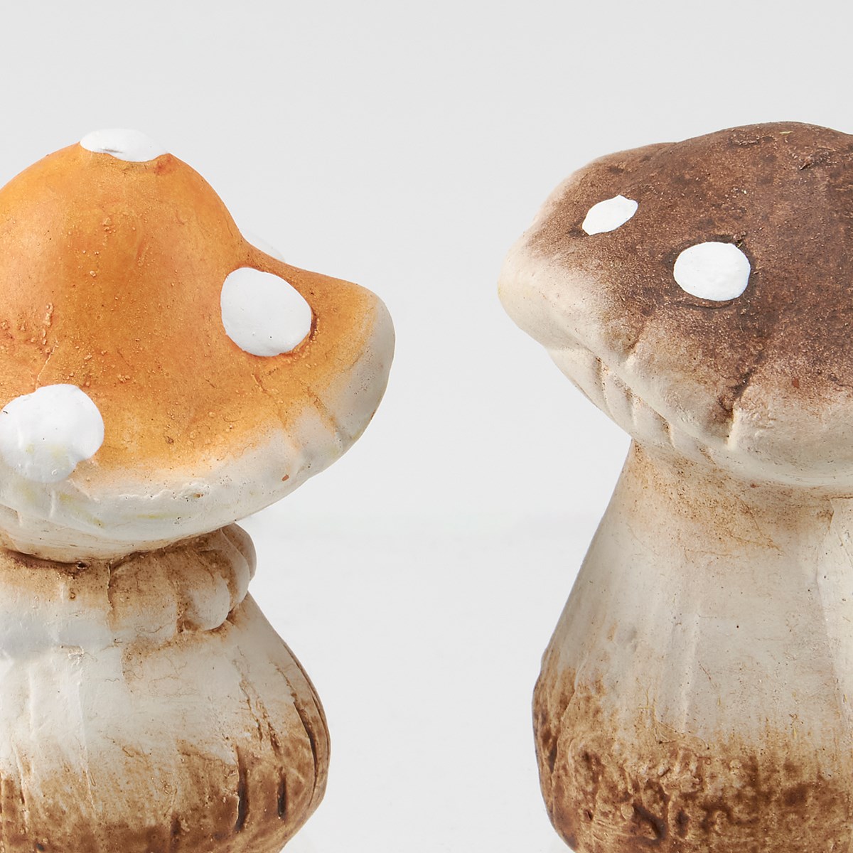 Small Mushrooms Figurine Set - Stoneware, Wood