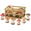 Medium Mushrooms Figurine Set - Stoneware, Wood