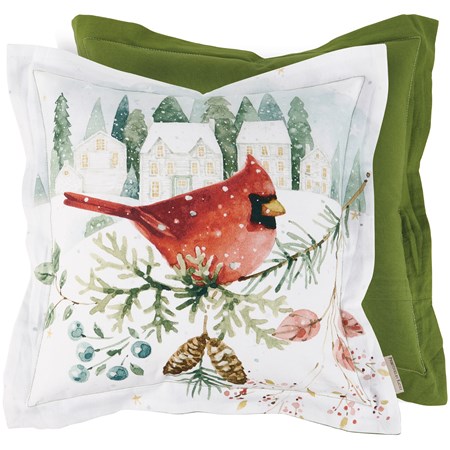 Winter Cardinal Pillow - Cotton, Zipper
