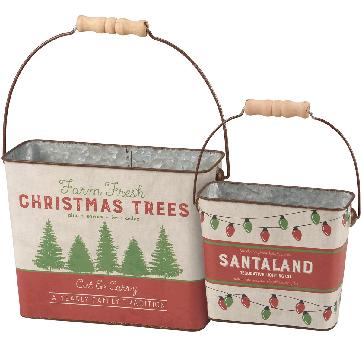 Santaland Bucket Set - Metal, Paper, Wood  