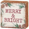 Merry & Bright Block Sign - Wood