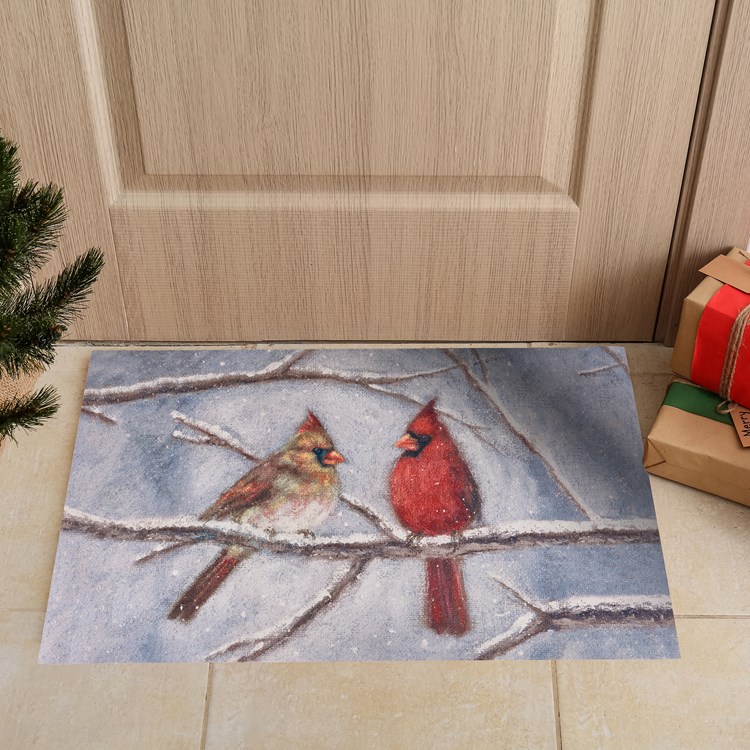 Cardinal Couple Rug - Polyester, PVC Skid-Resistant Backing