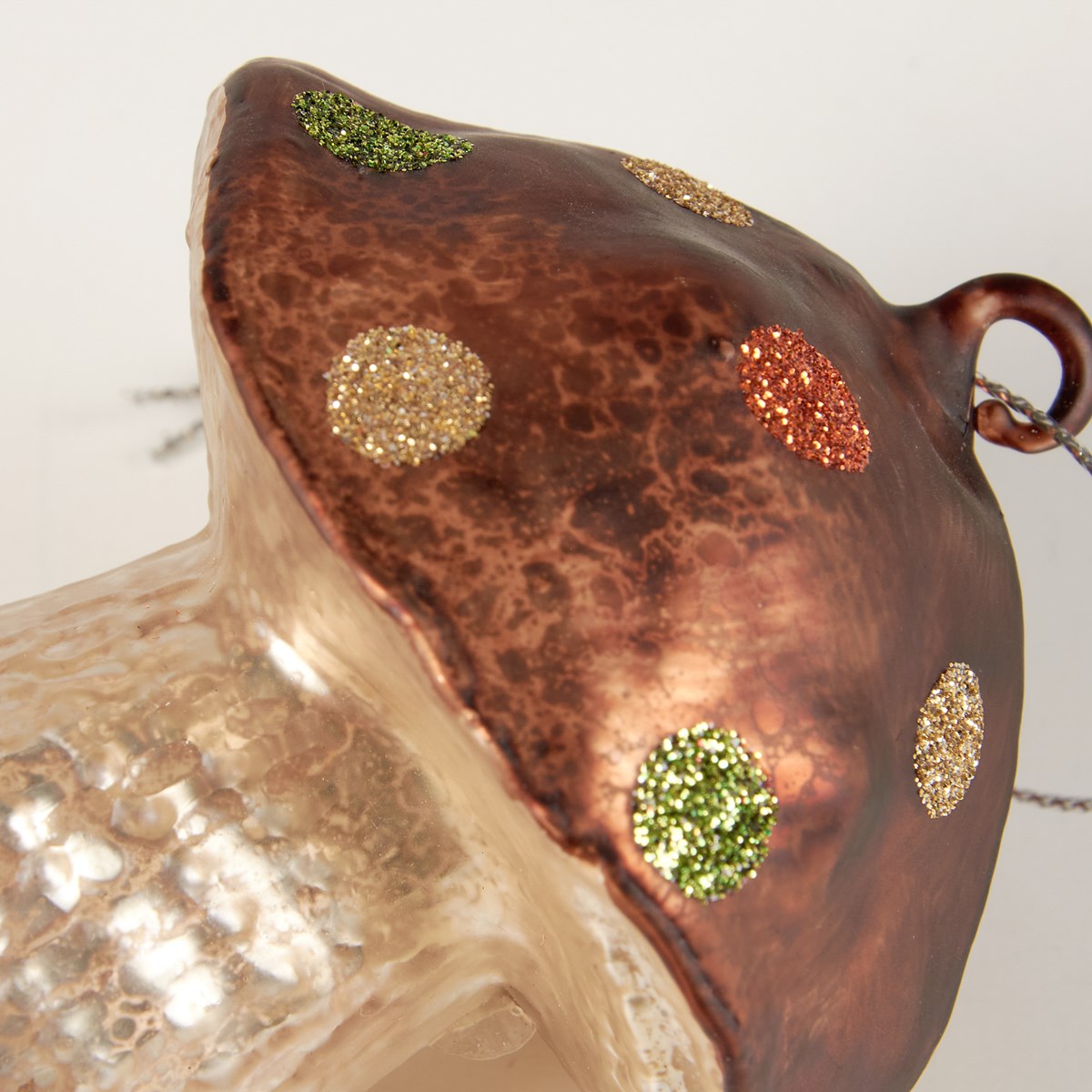 Glass Toadstool Ornament - Glass, Glitter