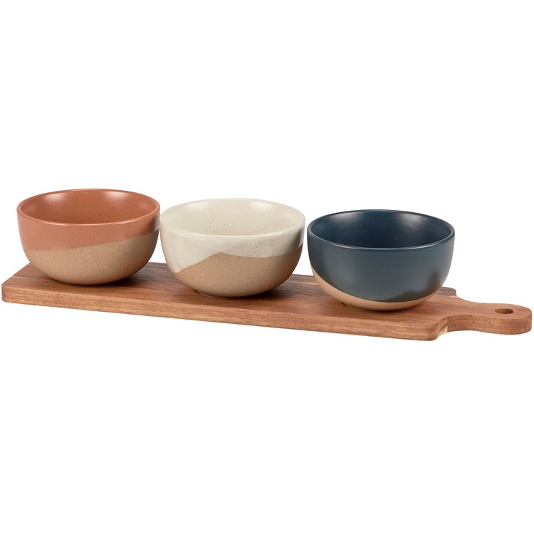 Snacks Bowl Set - Terracotta, Wood