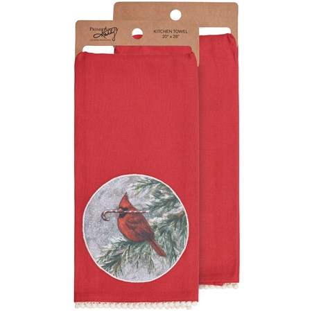 Winter Cardinal Kitchen Towel - Cotton